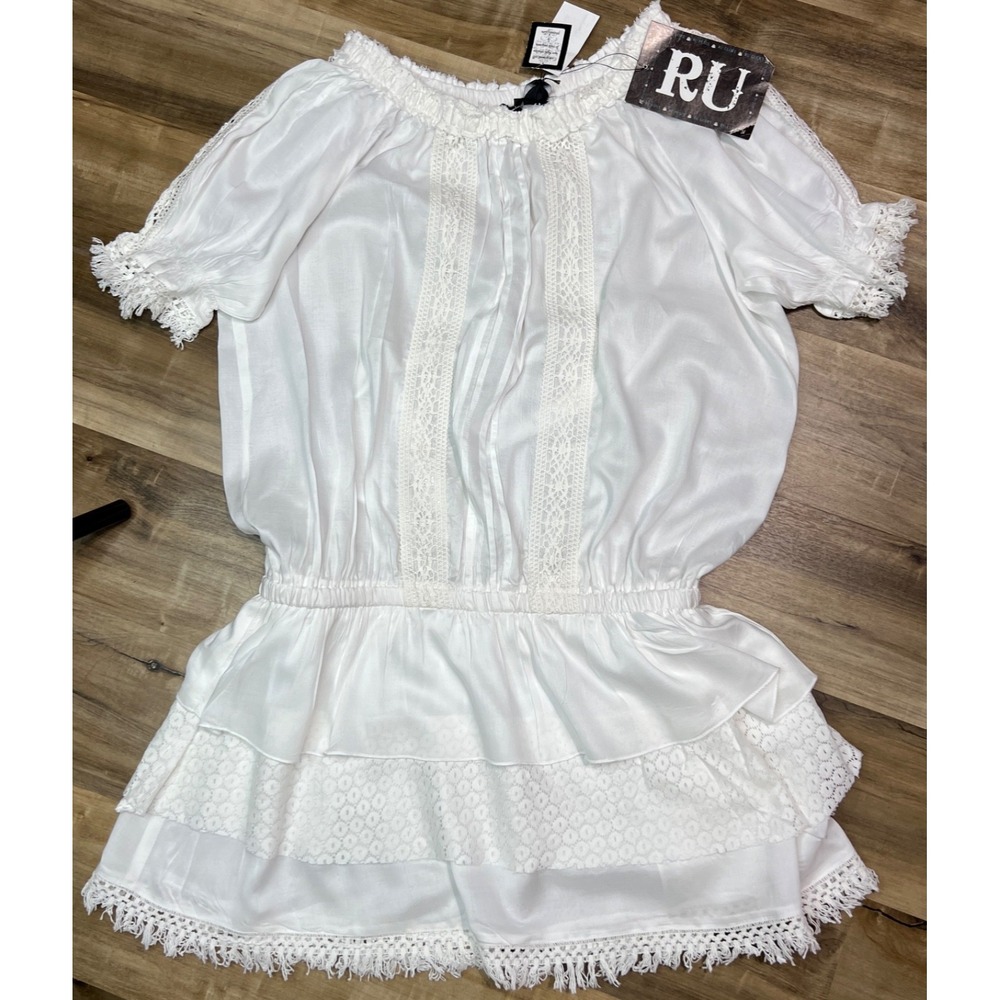 Resistol White Lace Dress XL 100% Rayon Boho Western Fringe Cowgirl Style NWT